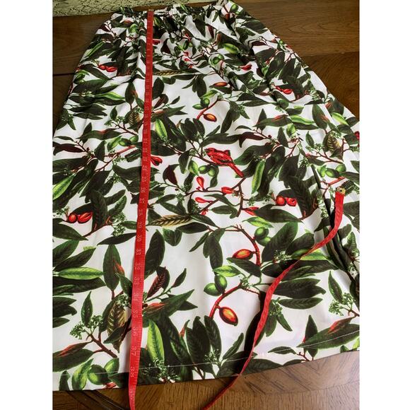 B My Story Long Wide Leg Pants With Berry ,Leaf , Red Bird Print Elastic Waist L - Picture 10 of 11